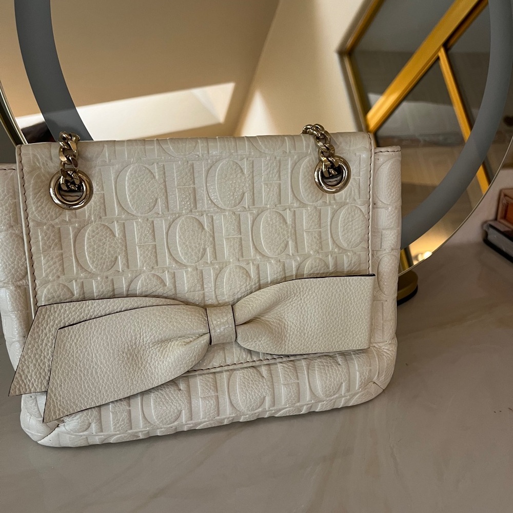 Carolina Herrera White Leather Shoulder Bag